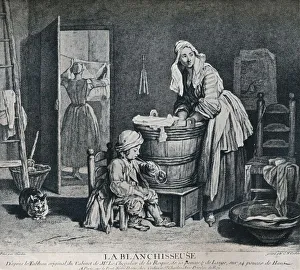 Washtub Collection: La Blanchisseuse, 18th century, (1916). Artist: Charles Nicolas Cochin