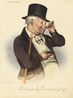 Sniffing Prints: La bonne prise, 1836. Creator: Honore Daumier
