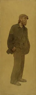 La Bouchée de pain : homme de trois-quarts coiffé d'une casquette, mains dans les poches, c.1904. Creator: Fernand Pelez