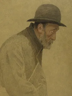 Pelez Fernand Emmanuel Prints: La Bouchée de pain : vieil homme coiffé d'un chapeau melon