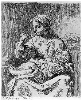 La Bouillie, 1861 (1924). Artist: Jean Francois Millet