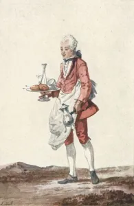 Service Industry Prints: La Bouquetiere Garcon Cafetiere, c18th century, (1903). Artist: Jean-Pierre Houel