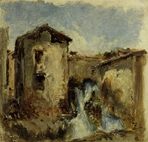 Ziem Felix Prints: La cascade, between 1850 and 1870. Creator: Felix Francois Georges Philibert Ziem