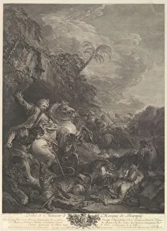 Jean Jacques Prints: La Chasse au Tigre (The Tiger Chase), 18th century. Creator: Jean Jacques Flipart