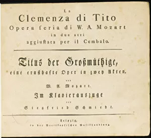 Wolfgang Amadeus Mozart Gallery: La clemenza di Tito. The first edition of the vocal score, 1795