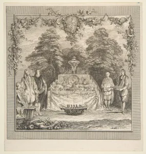 Jacques Gabriel Prints: La Colation preparee dans un jardin