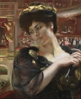 Besnard Prints: La Comedie-Francaise. Portrait of the actress Gabrielle Rejane (1856-1920)