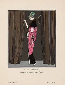 Pochoir Prints: A la comédie. Manteau de Théâtre