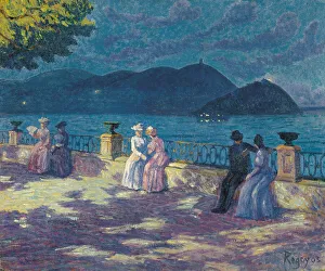 San Sebastian Prints: La Concha at night-time. Artist: Regoyos y Valdes, Dario de (1857-1913)