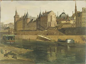 Palais De Justice Prints: La Conciergerie pendant les travaux de reconstruction du Palais de Justice