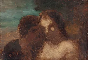 Wood Material Prints: La Confidence ou Le baiser de Judas, 1859. Creators: Honore Daumier, Judas Iscariot