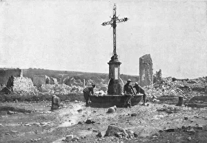 La croix d'Avocourt: restee debout au milieu du village aneanti, 1916. Creator: Unknown