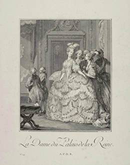 La Dame du Palais de la Reine (The Queen's Lady-in Waiting), 1777. Creator: Jean-Michel Moreau. La Dame du Palais de la Reine (The Queen's Lady-in Waiting), 1777. Creator: Jean-Michel Moreau