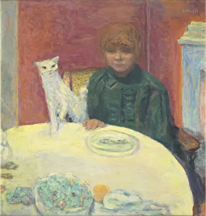 Bonnard Gallery: La femme au chat (Woman with Cat), 1912. Creator: Bonnard, Pierre (1867-1947)