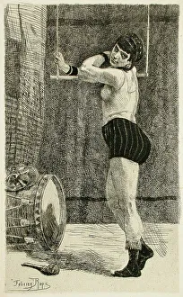 Trapeze Prints: La Femme au trapèze, 1875. Creator: Félicien Rops