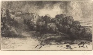 La Ferme de Brieux (Effect d orage) (Farm at Brieux in a Storm). Creator: Alphonse Legros