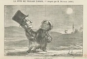 Tired Prints: La Fete du Village Voisin, 19th century. Creator: Honore Daumier