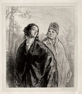 Paul Gavarni French Prints: La Fille et la mere. Creator: Paul Gavarni (French, 1804-1866)
