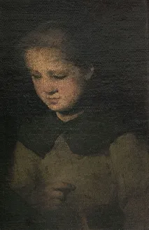 Oil Paint Prints: La fillette en gris, mid-late 19th century. Creator: Theodule Ribot