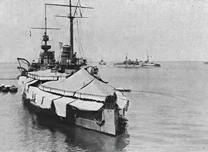 Awnings Prints: La flotte Francaise en orient; Toilette d'ete des navires de Guerre: le cuirasse Patrie