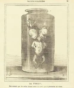 Fetus Prints: La fusion, 1872. Creator: Honore Daumier
