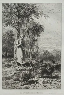 Charlesemile Jacque French Prints: La Gardeuse de Dindons. Creator: Charles-Emile Jacque (French, 1813-1894)