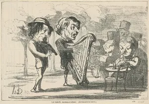 Pavement Cafe Prints: La harpe, instrument céleste, 19th century. Creator: Honore Daumier