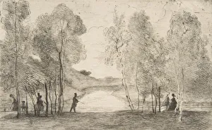 Lix Bracquemond Prints: La lac du Bois de Boulogne, around 1858. Creator: Felix Bracquemond