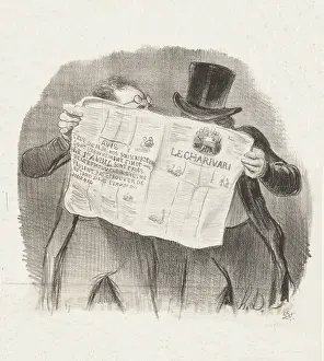 Periodical Prints: La Lecture du Charivari, 1840. Creator: Honore Daumier