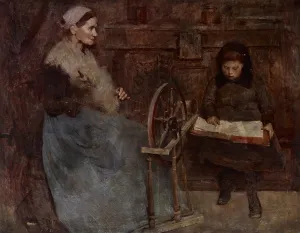 Multitasking Prints: La lecture (The Reading Lesson), about 1892. Creator: Frank Edwin Scott