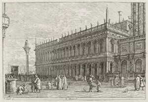 Piazza San Marco Collection: La libreria. V. [upper left], in or before 1742. Creator: Canaletto