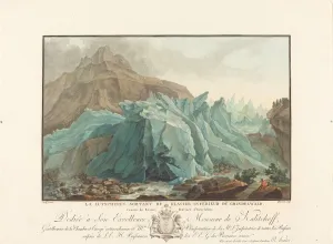 Charles Descourtis Prints: La Lutschinen sortant du Glacier inferieur du Grindelwald
