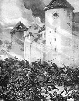 Towers Prints: La lutte au Centre; La Garde Prussienne enfoncee sous les murs du chateau de Mondement