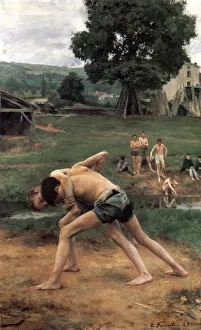 Wrestling Prints: La Lutte ( Wrestling ), 1889. Artist: Emile Friant