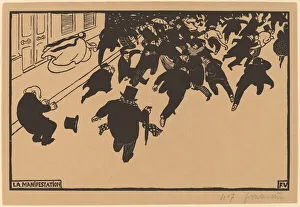 Demonstrators Prints: La Manifestation (The Demonstration), 1893. Creator: Felix Vallotton