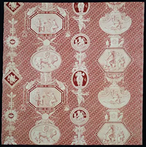 Swans Prints: La Marchande d Amour (The Merchant of Love) (Furnishing Fabric), France, 1815 / 17