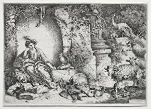 1609 1664 Prints: La Melancolie, c. 1660-1665. Creator: Giovanni Benedetto Castiglione (Italian, 1609-1664)
