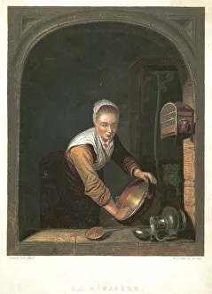 Scrubbing Prints: La Menagere, c1630-1670Artist: Gerrit Dou