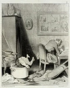 Bathtub Prints: La Mère est dans le feu de la composition, 1844. Creator: Honore Daumier