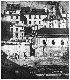 Sidewalk Prints: La Morgue, c1841-1868 (1924). Artist: Charles Meryon