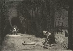 Auguste Delatre Gallery: La Mort de Matamore (Capitaine Fracasse), 1864. Creator: Felix Bracquemond