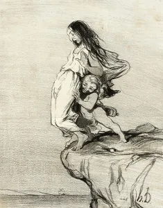 Sexism Prints: La Mort de Sappho, 1843. Creator: Honore Daumier