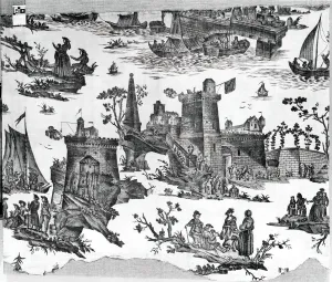 La Motte-Piquet Sauve un Convoi (Motte-Piquet Saves a Convoy) (Furnishing Fabric), Nantes