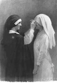 Adjusting Prints: La Novice.-- Une prise de voile laique du temps de guerre, 1916. Creator: L Sabattier