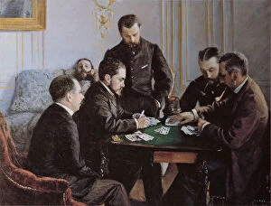 Card Players Collection: La Partie de besigue, ca 1881. Creator: Caillebotte, Gustave (1848-1894)
