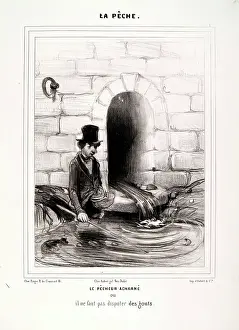 La Peche. Le Pecheur acharne ou il ne faut pas disputer des gouts, 1840. Creator: Honore Daumier