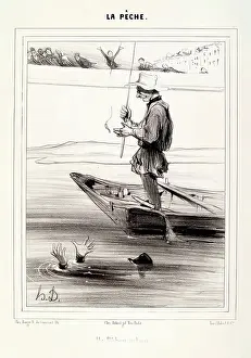 Distracted Prints: La Peche. Un Pecheur Endurci, 1840. Creator: Honore Daumier