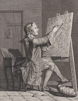 Images Dated 30th November 2020: La Peinture, 1770-86. Creators: Claude-Augustin Duflos, F. R. Delarue