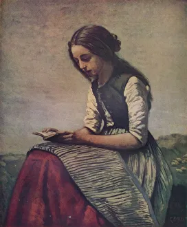 La petite Liseuse ou Jeune bergere assise et lisant, c1855. Artist: Jean-Baptiste-Camille Corot