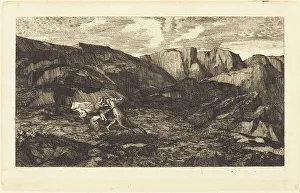 Jw Goethe Prints: La Peur (Fear), 1865. Creator: Odilon Redon